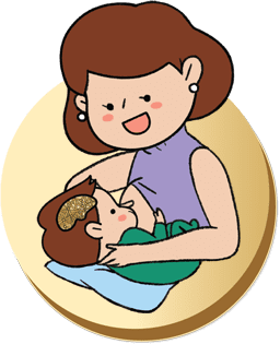 Modified cradle hold ท่านอนขวางบนตัก โดยใช้ฝ่ามือประคองศีรษะลูก