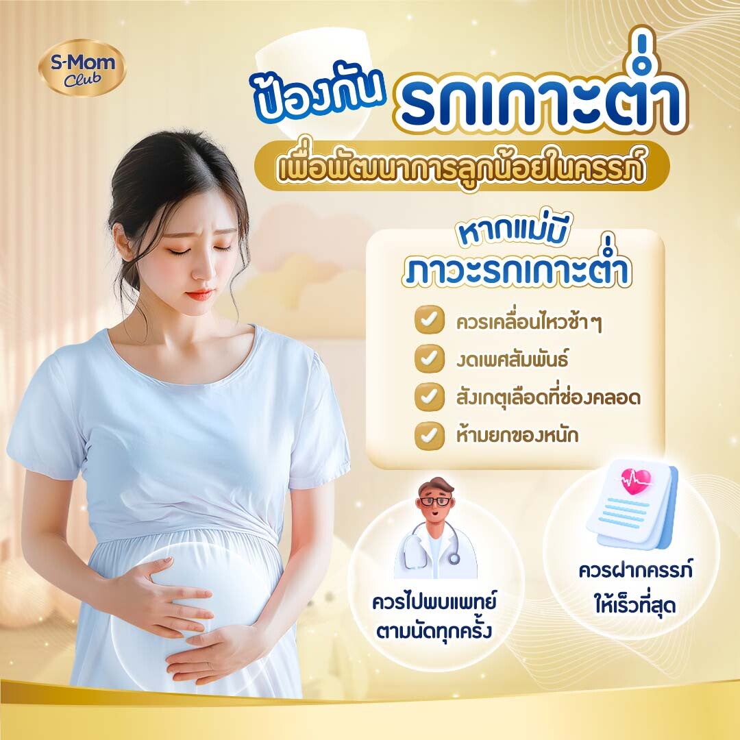 ภาพอินโฟกราฟิกแสดงวิธีป้องกันภาวะรกเกาะต่ำ