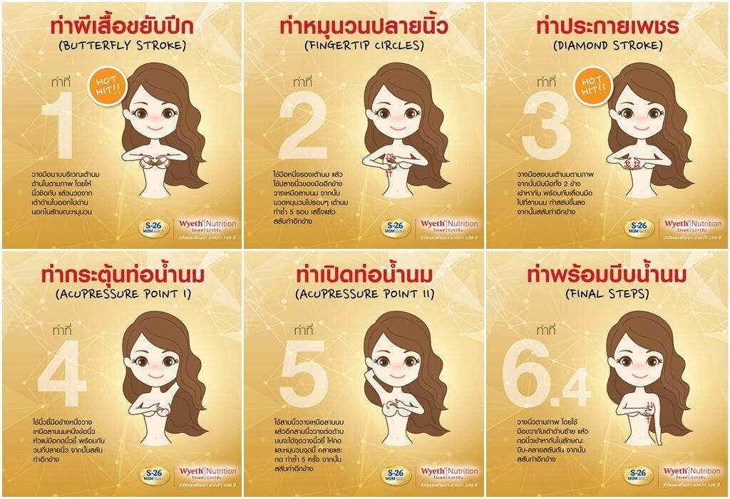 6 ท่านวดเต้านมเพิ่มน้ำนมคุณแม่