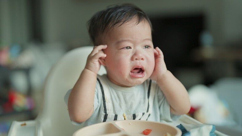 เด็กกำลังทำท่าทางร้องไห้