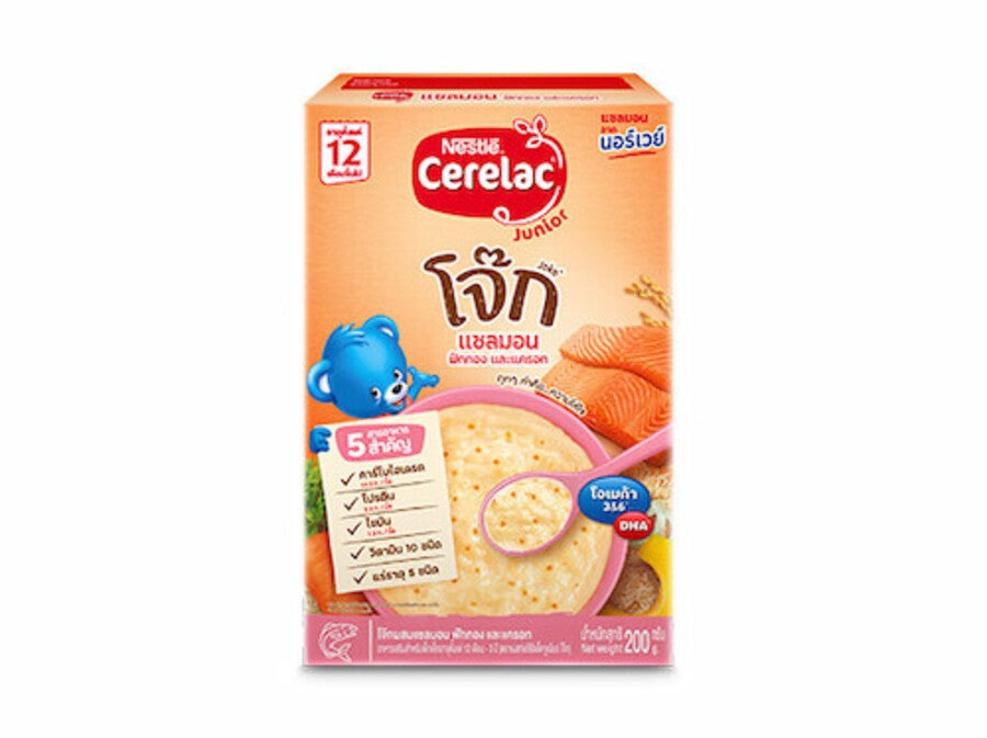 ซีรีแล็ค จูเนียร์ โจ๊ก (Cerelac Junior) รสแซลมอน 200 กรัม - กล่องด้านหน้า